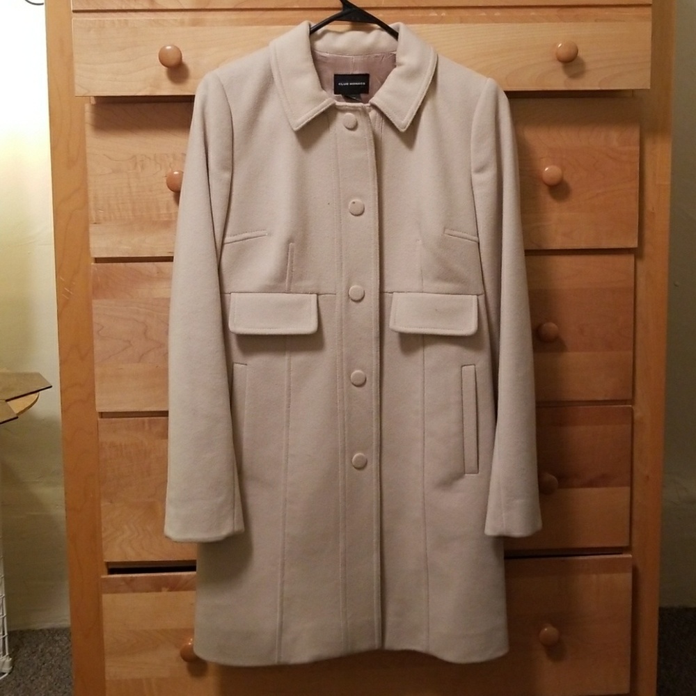 Club Monaco Cream Wool Blend Pea Coat